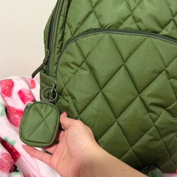 Vera Bradley Quilted Olive Backpack Set - Picture 2 of 3